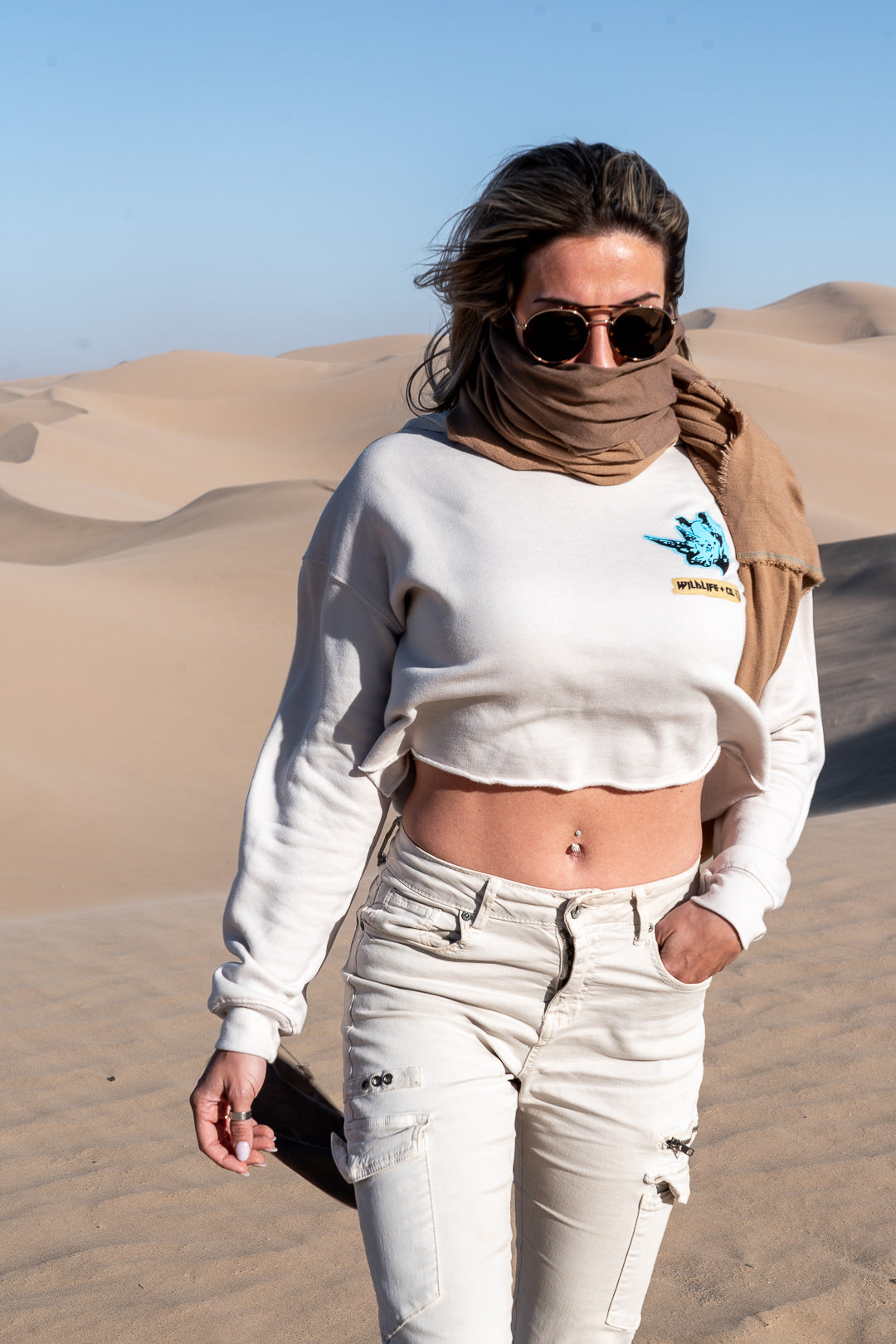 Rhino Man Ladies Crop Hoodie