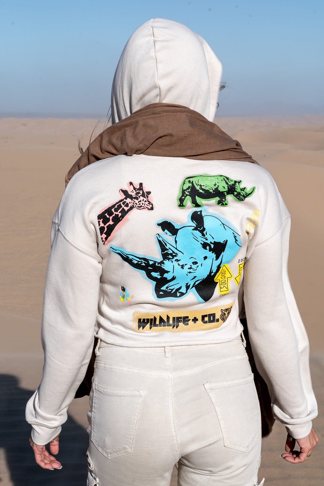 Rhino Man Ladies Crop Hoodie