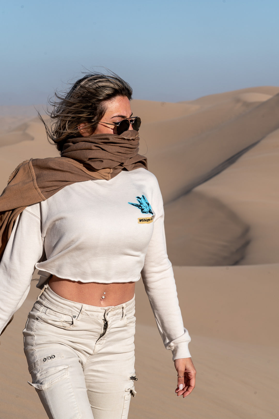 Rhino Man Ladies Crop Hoodie