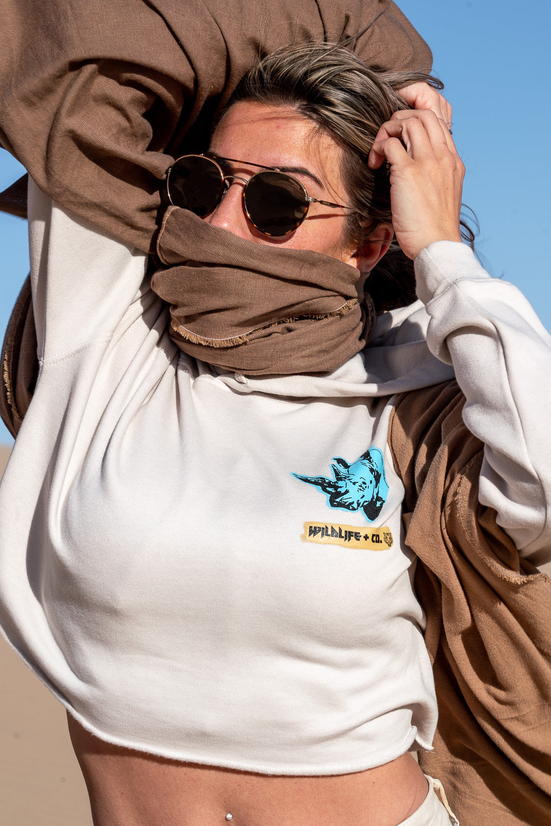Rhino Man Ladies Crop Hoodie