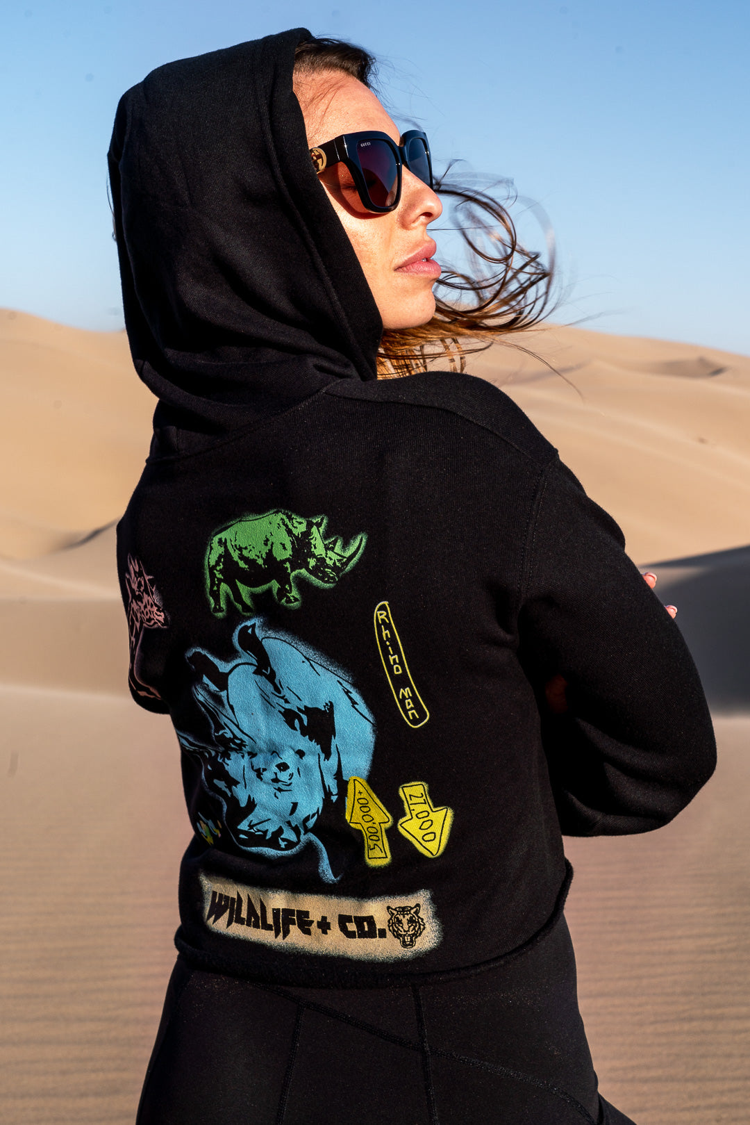 Rhino Man Ladies Crop Hoodie