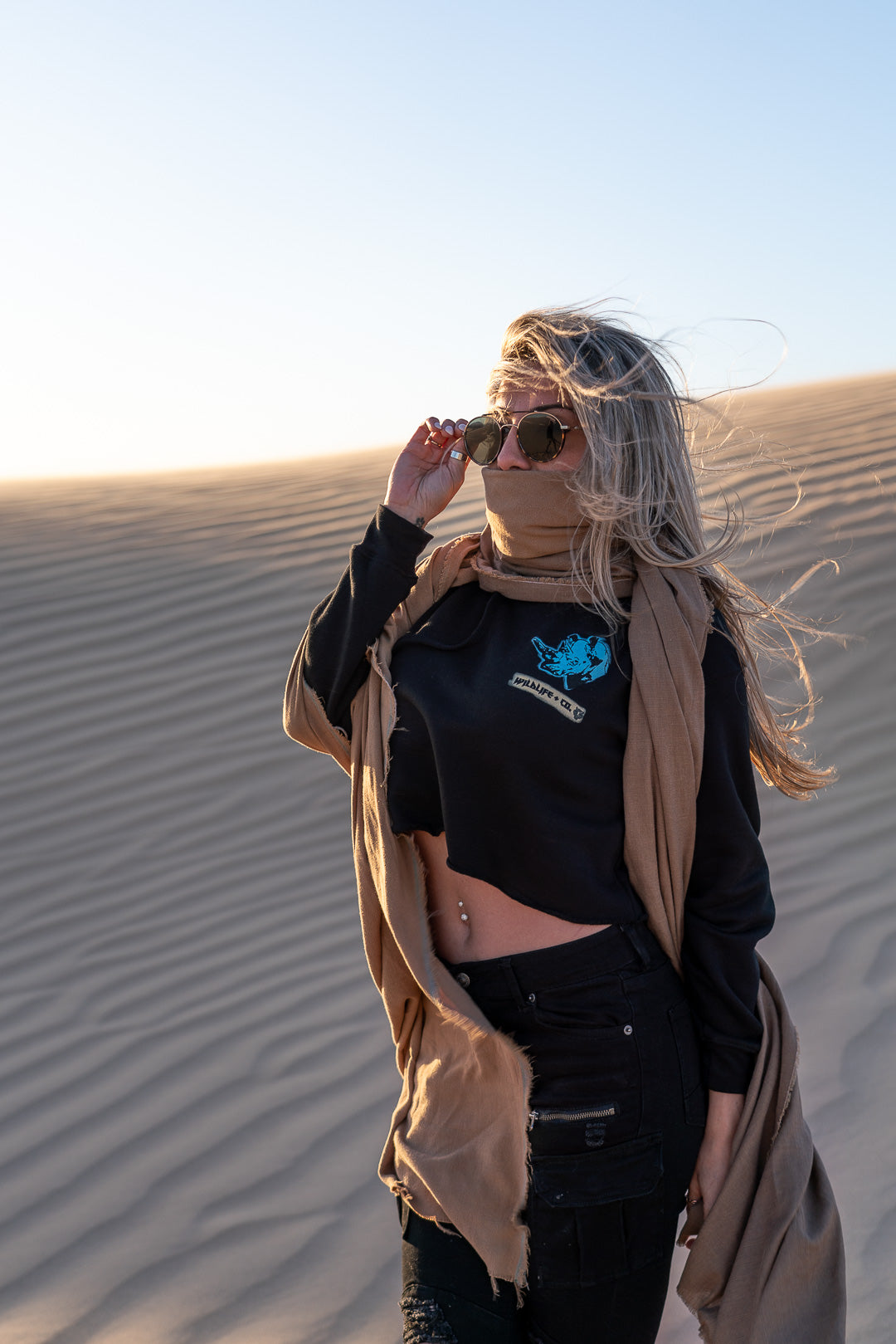 Rhino Man Ladies Crop Hoodie