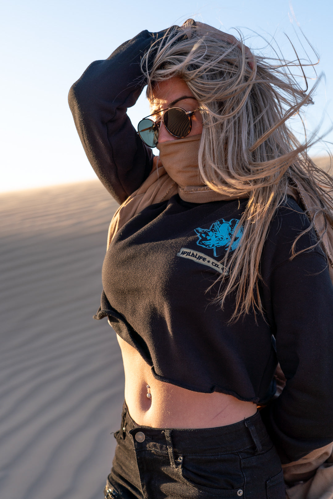 Rhino Man Ladies Crop Hoodie