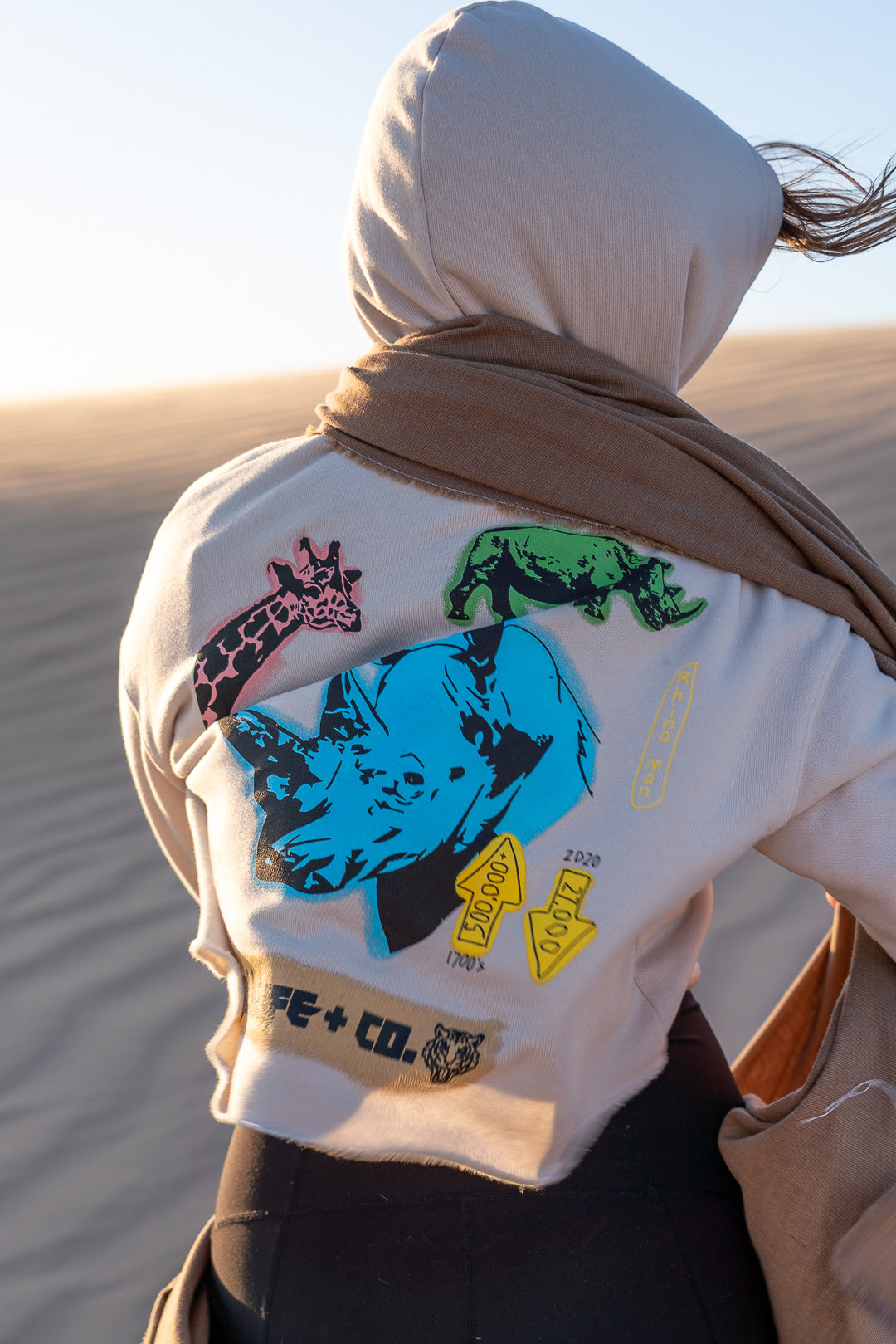 Rhino Man Ladies Crop Hoodie